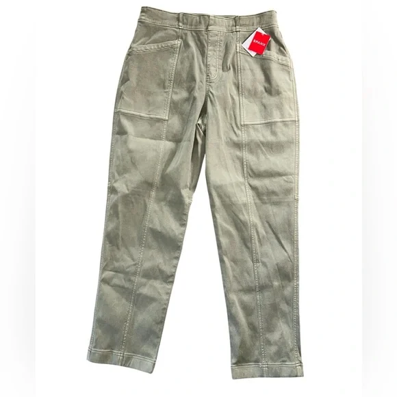 Spanx Stretch Twill Straight Leg Pull On Pants Olive Oil Green Women’s Size XL - Picture 1 of 12